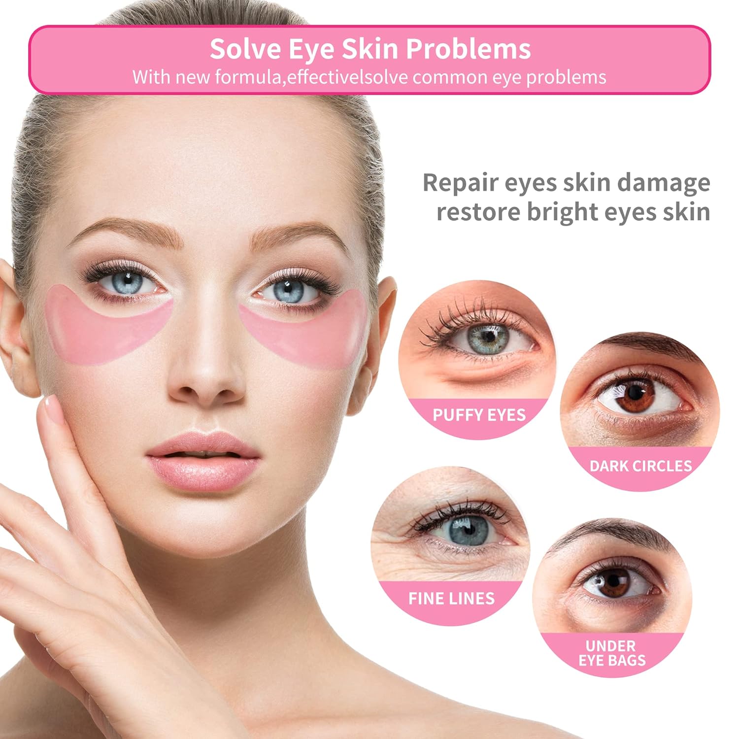 BREYLEE Aloe Vera Eye Masks - 60 Pcs - Reduce Puffy Eyes  Dark Circles, Firm  Improve Under Eye Skin, Pure Natural Extracts for Youthful Appearance  Reduction of Fine Lines and Wrinkles.