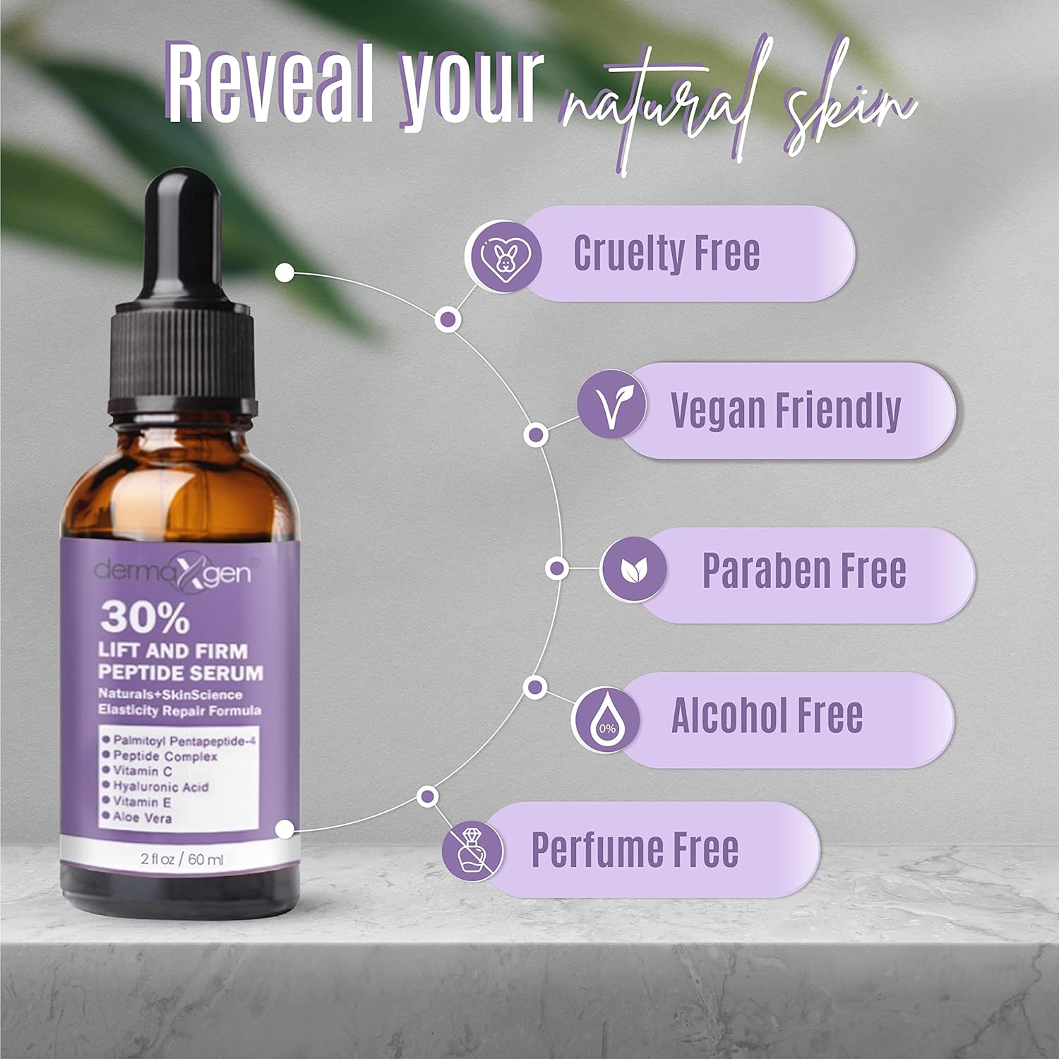 Dermaxgen Lift And Firm - 30% Peptide Serum, Matrixyl 3000, Vitamin C  E + Hyaluronic Acid + Aloe Vera, Lifts, Firms  Tightens Skin + Pure Organic Anti-aging Serum (1 FL OZ)