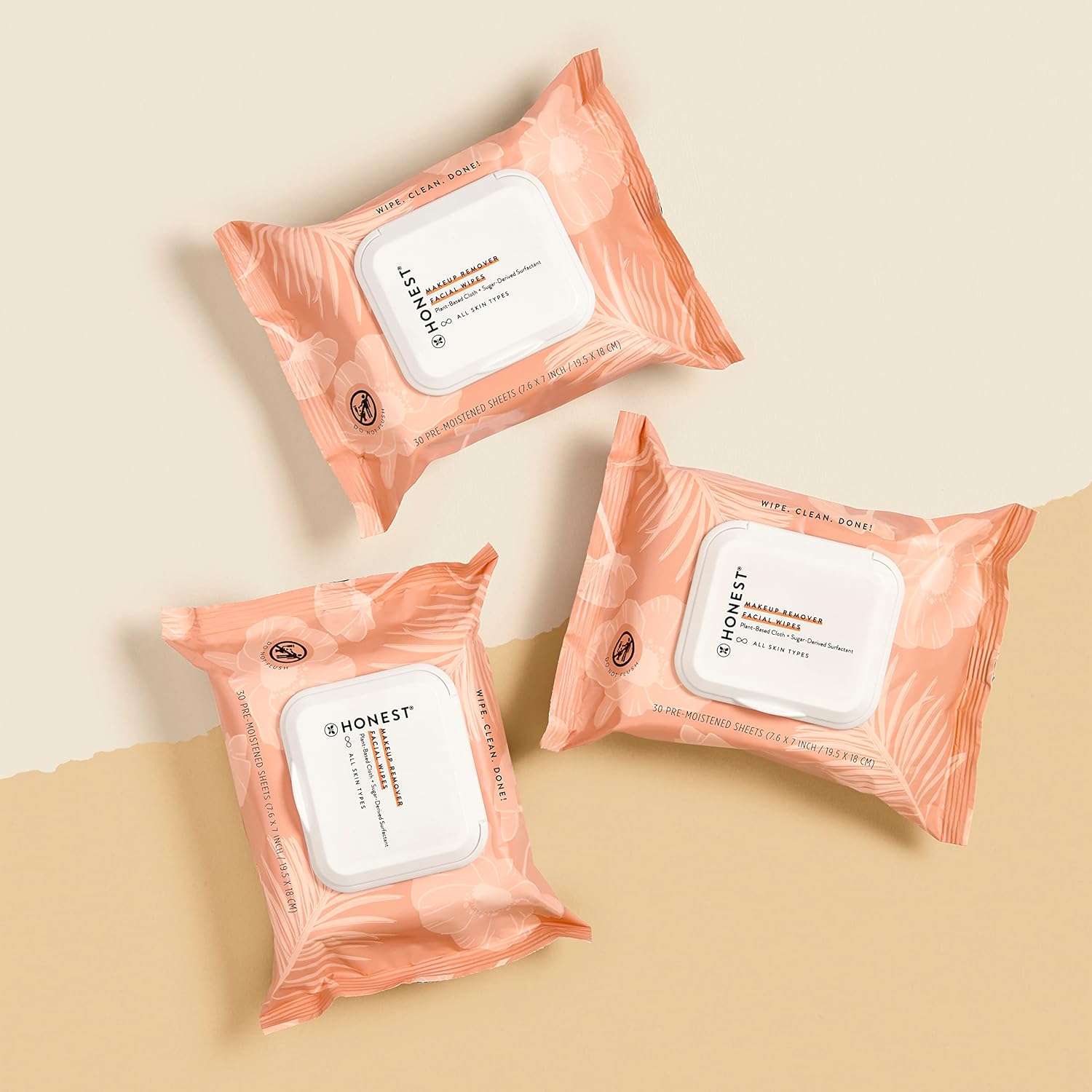 Honest Beauty Makeup Remover Facial Wipes | EWG Verified, Plant-Based, Hypoallergenic | 30 Count