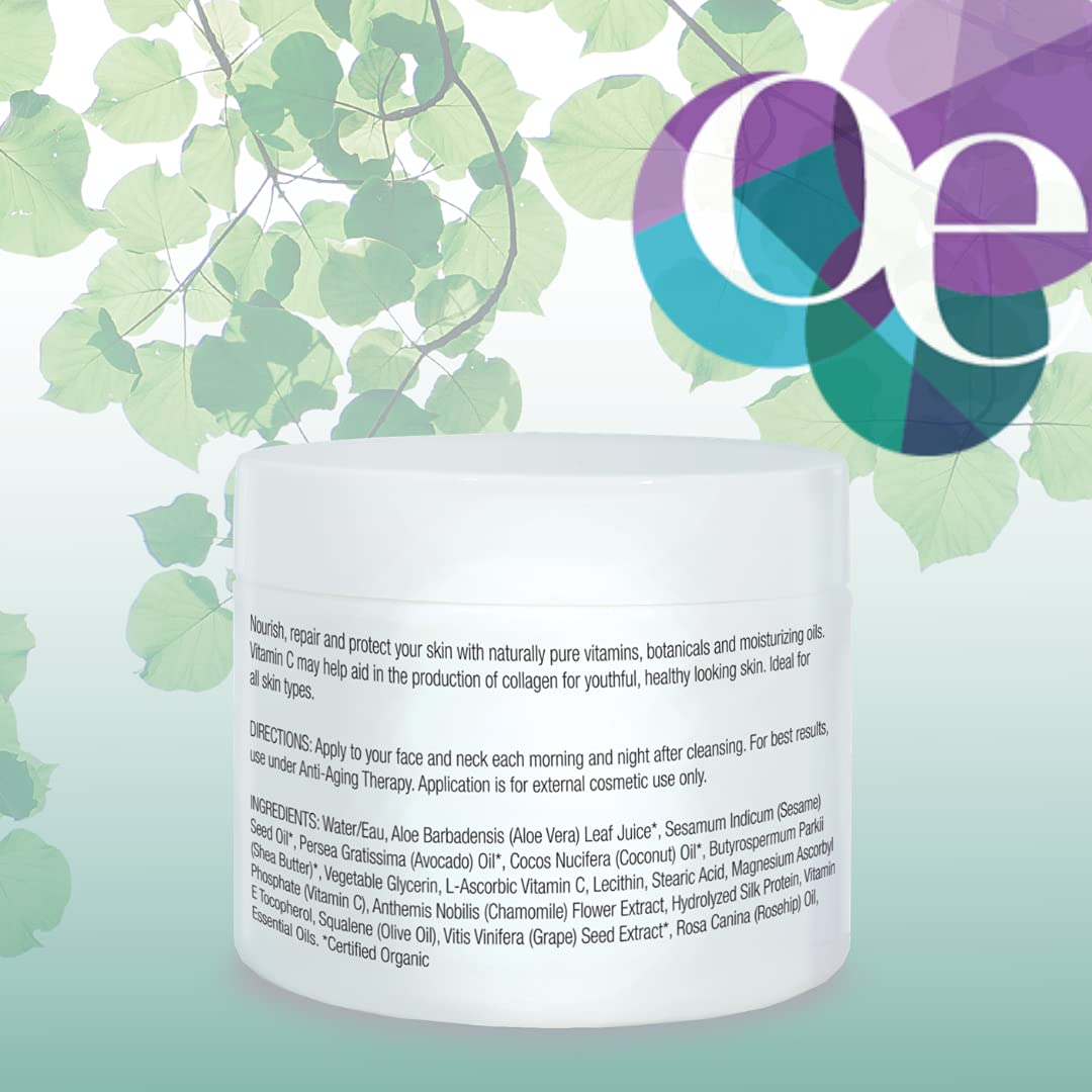 Organic Excellence Skin Renewal Therapy With Vitamin C to Stimulate Collagen Production and Increase Skin Cell Renewal, Face  Neck Moisturizing Cream For Dry or Mature Skin
