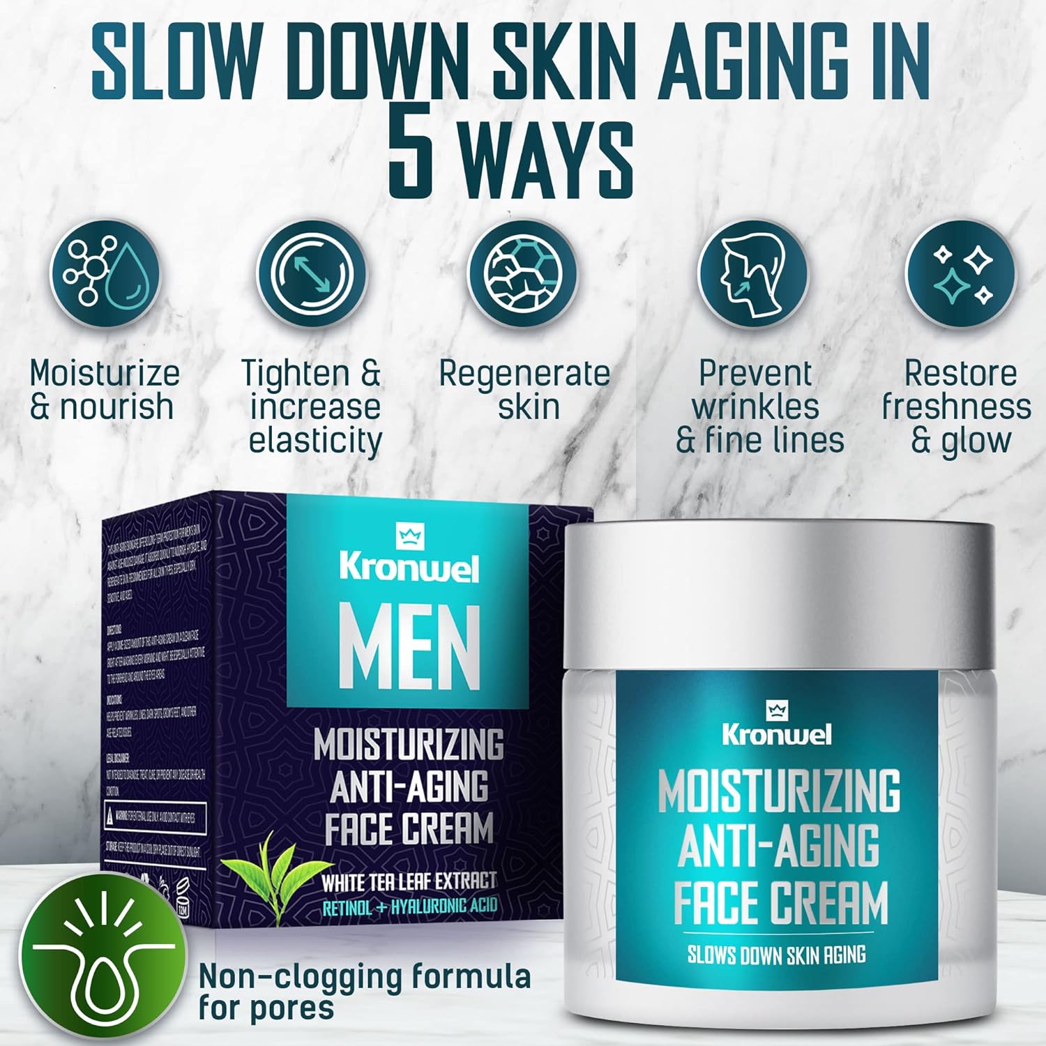 Organic Face Moisturizer for Men, Anti Aging Moisturizing Face Cream for Sensitive Skin, Night  Daily Mens Face Moisturizer for Dry Skin, Hydrating Skin Care Collagen Face Cream, Men Anti Aging Cream