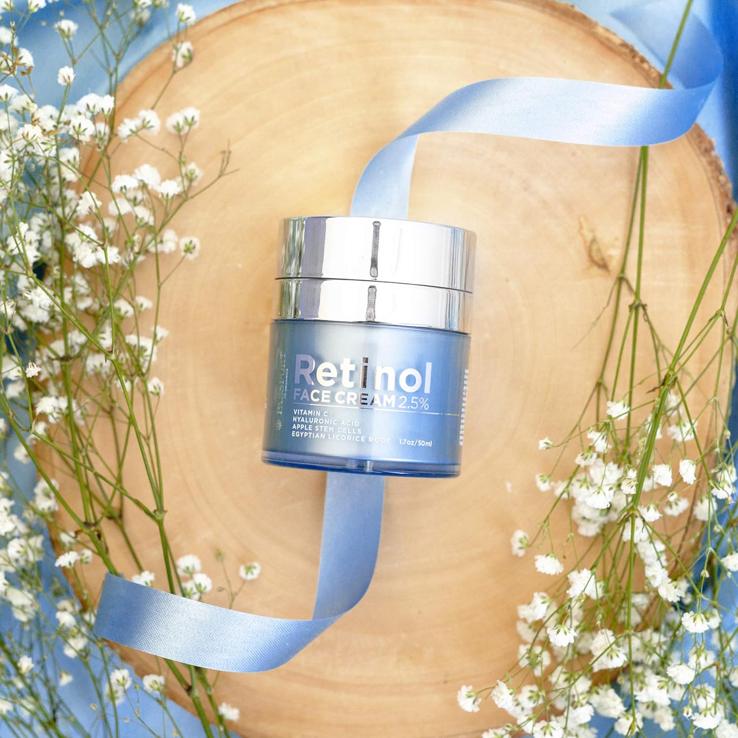 Passport to Organics Retinol 2.5% High Potency Face Cream - Anti-Aging Cream - Organic Moisturizing Cream with Vitamin C, Hyaluronic Acid  Essential Oils - Retinol Moisturizer for Dry Skin - 1.7oz