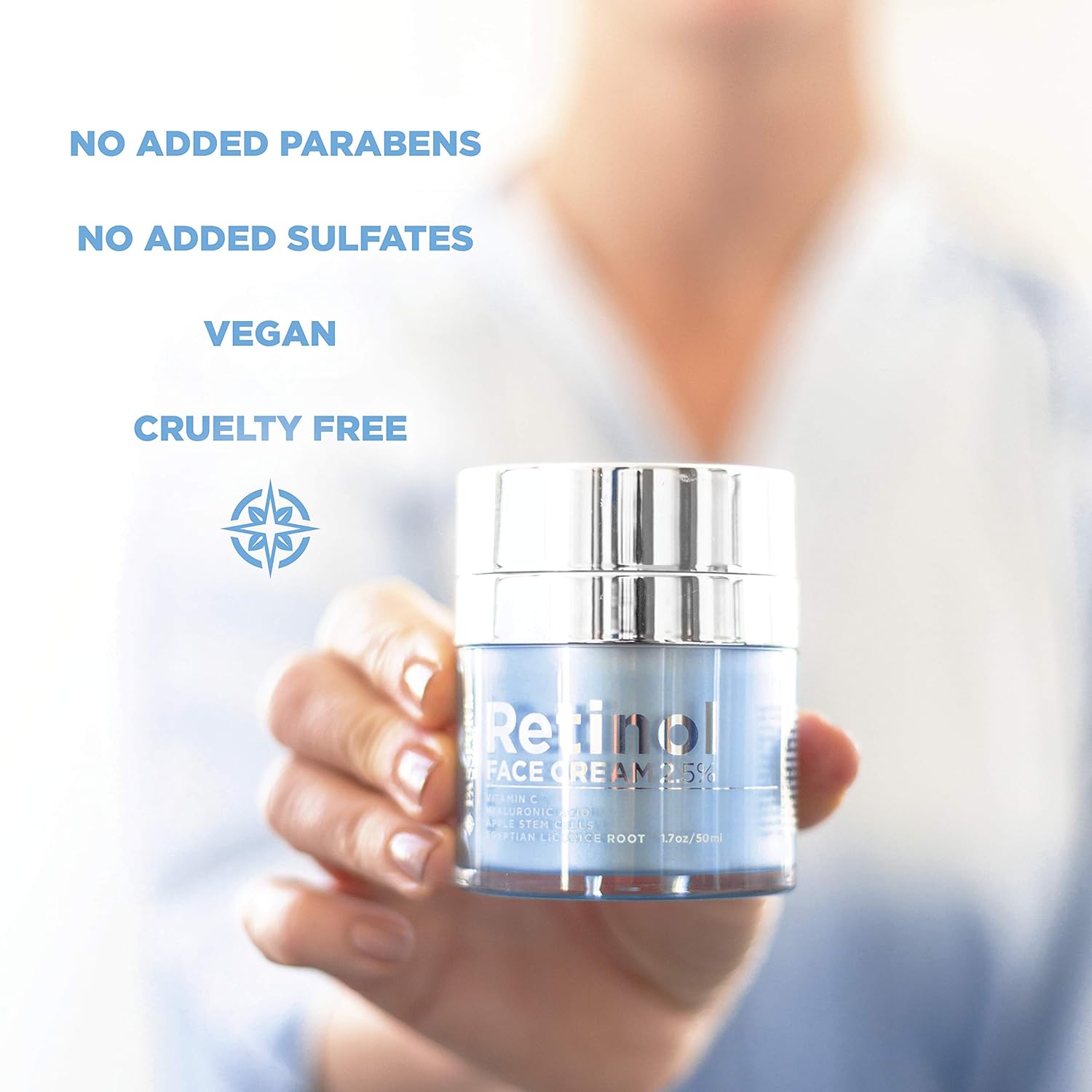Passport to Organics Retinol 2.5% High Potency Face Cream - Anti-Aging Cream - Organic Moisturizing Cream with Vitamin C, Hyaluronic Acid  Essential Oils - Retinol Moisturizer for Dry Skin - 1.7oz