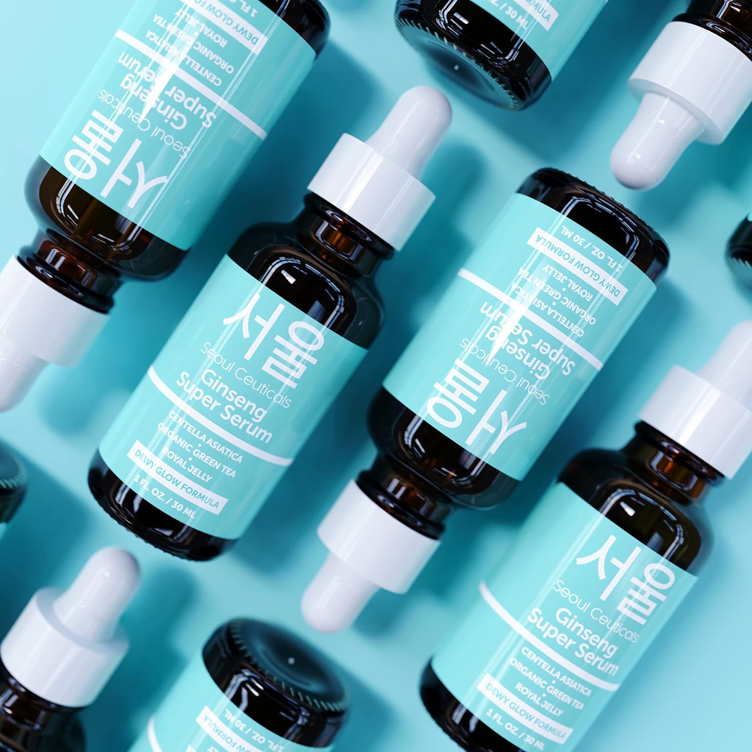 SeoulCeuticals Korean Skin Care Ginseng Serum - K Beauty Skincare with Green Tea + Centella + Royal Jelly - Cruelty Free  Organic for Glass Skin 1oz