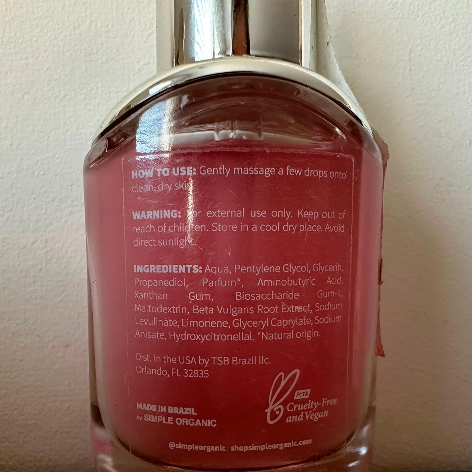 SIMPLE ORGANIC - Gaba Serum - Instant Lifting Effect, All Skin Types, Hyaluronic Acid, Repairs Damage Skin, Stimulates Collagen, Reduces Fine Lines and pores, Skincare Routine, Day  Night Serum