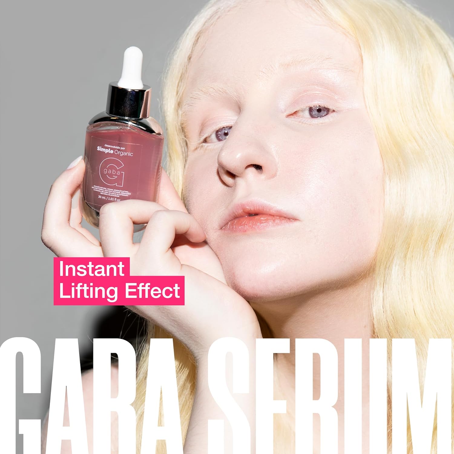 SIMPLE ORGANIC - Gaba Serum - Instant Lifting Effect, All Skin Types, Hyaluronic Acid, Repairs Damage Skin, Stimulates Collagen, Reduces Fine Lines and pores, Skincare Routine, Day  Night Serum