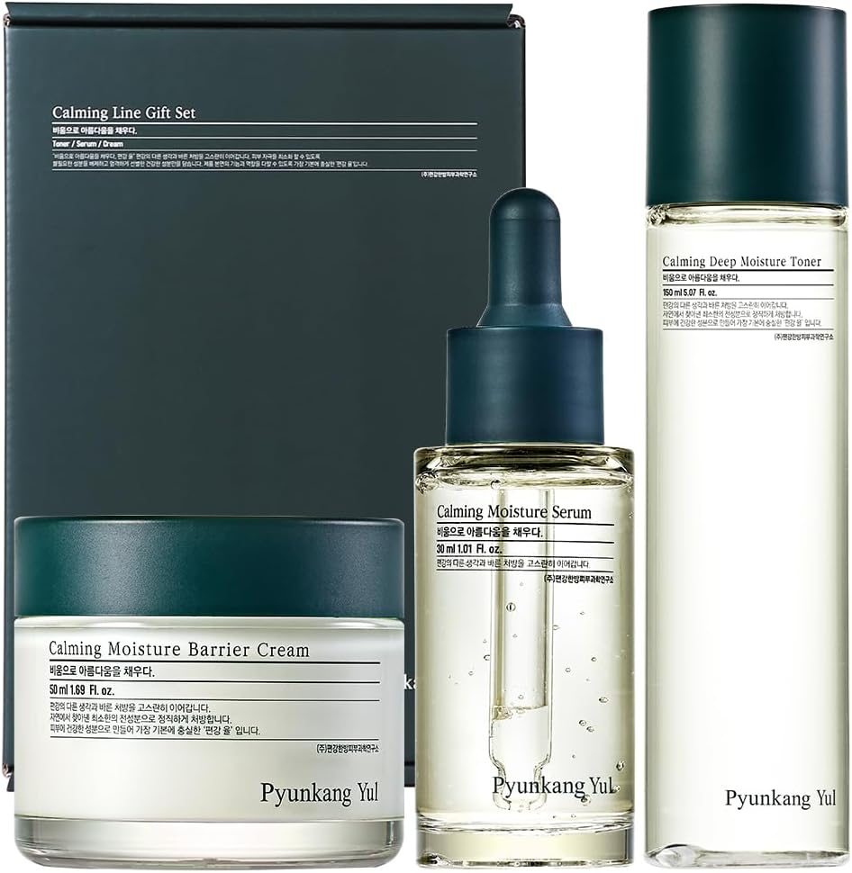 PYUNKANG YUL Calming Line Gift Box Set-Korean Facial Skin Care Essential for Daily Moisturizing, Soothing Skincare with Toner, Serum, Cream, Safe on Acne Prone  Sensitive Skin |Vegan  Cruelty Free